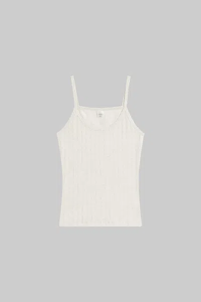Leset Pointelle-knit Cotton Tank Top In White