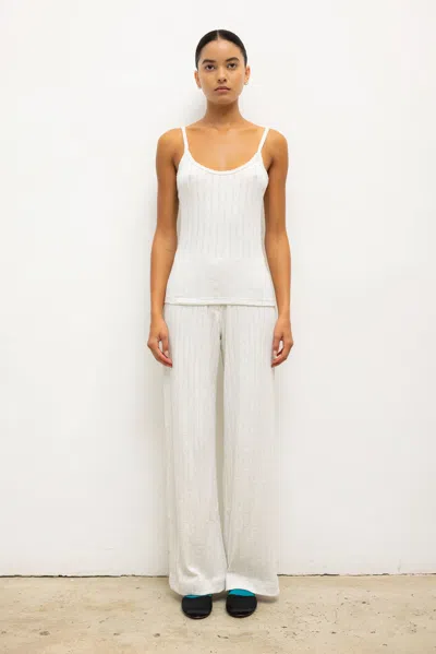Leset Pointelle-knit Cotton Tank Top In White