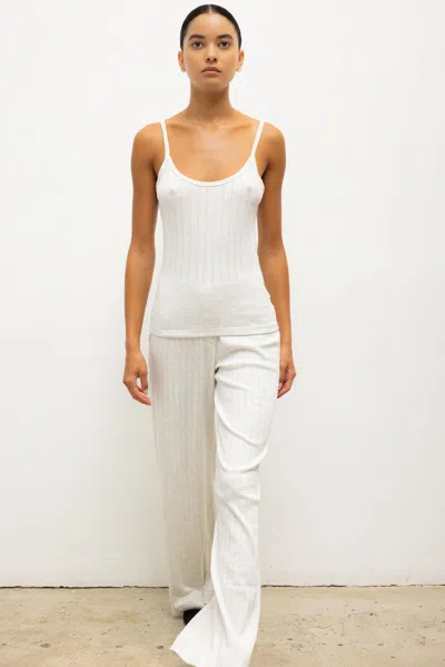 Leset Pointelle-knit Cotton Tank Top In White