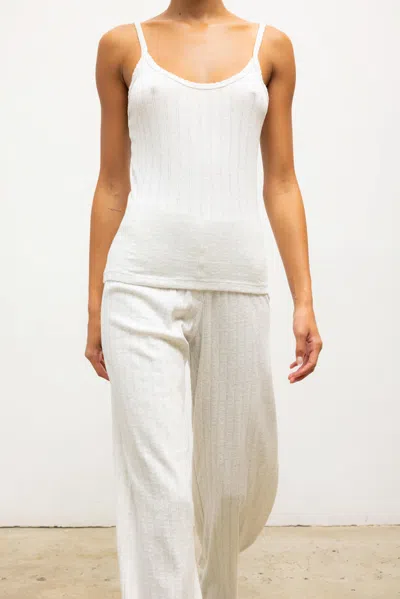 Leset Pointelle-knit Cotton Tank Top In White