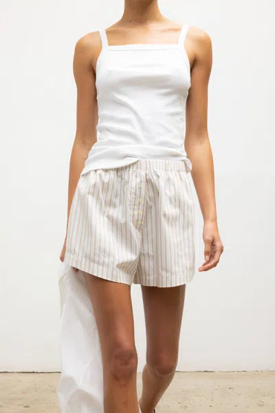 Leset Yoshi Stripe Boxer Short In White