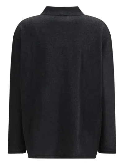 Lisa Yang Caisa Buttoned Collar Polo Top In Black