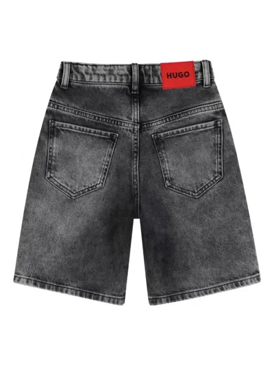 Hugo Boss Faded Denim Shorts In Black