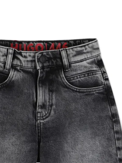 Hugo Boss Faded Denim Shorts In Black