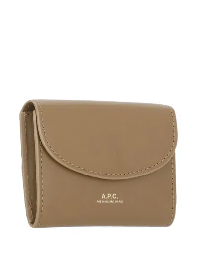 Apc Womens Leather Coin Wallet Rear Cardholder In Brown