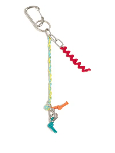 Marni Metal-symbol Twisted-cord Keyring In Multi