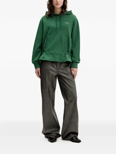 Stine Goya Drawstring-fastening Ruffled Hoodie In Green