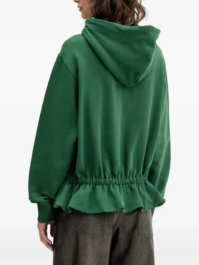 Stine Goya Drawstring-fastening Ruffled Hoodie In Green