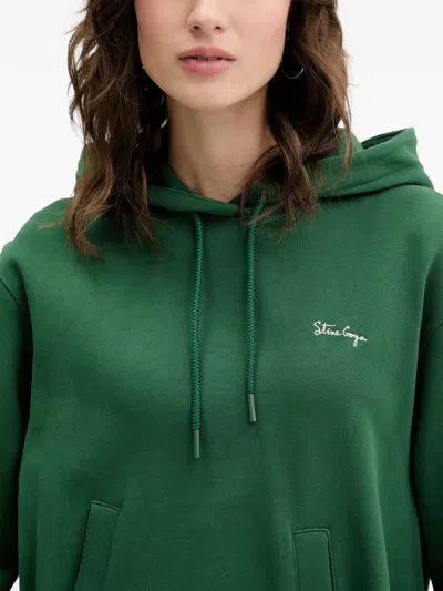 Stine Goya Drawstring-fastening Ruffled Hoodie In Green