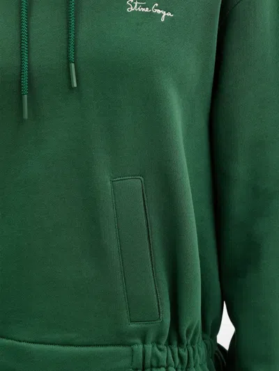 Stine Goya Drawstring-fastening Ruffled Hoodie In Green