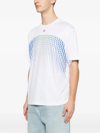 Casablanca Crew Neck Graphic Print Short Sleeve T Shirt In White