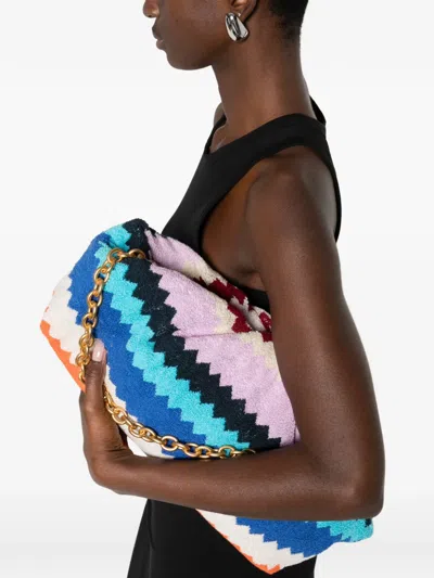 Missoni Zigzag Shoulder Bag Chevron Pattern Chain Strap In Multi