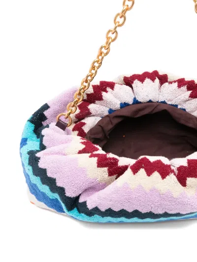 Missoni Zigzag Shoulder Bag Chevron Pattern Chain Strap In Multi