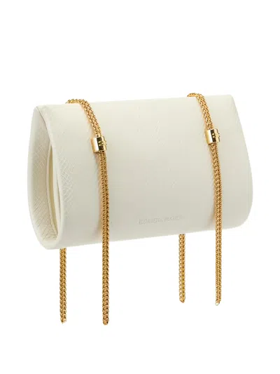 Elisabetta Franchi Logo Python Texture Clutch Bag In Neutral