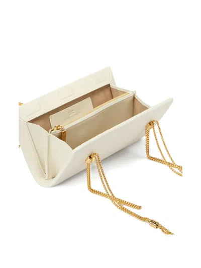 Elisabetta Franchi Logo Python Texture Clutch Bag In Neutral
