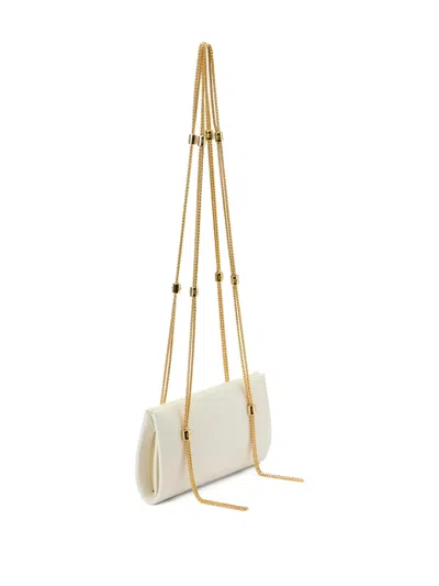 Elisabetta Franchi Logo Python Texture Clutch Bag In Neutral