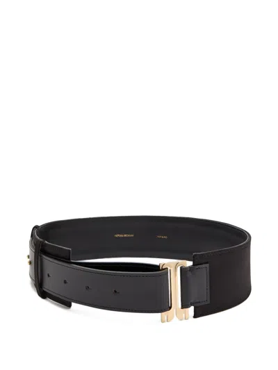 Victoria Beckham Dorian Wide Leather Tuxedo Belt In Black
