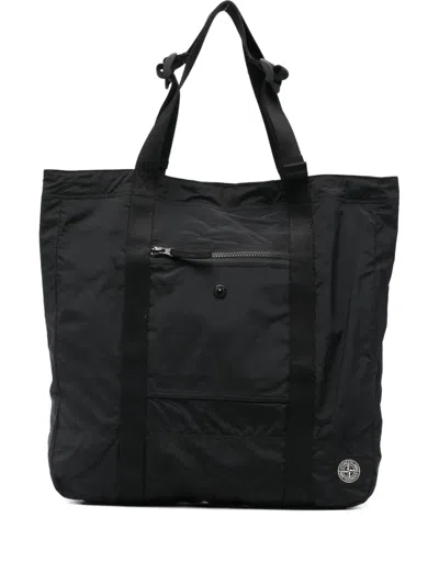 Stone Island Zip Pocket Bag With Internal Snap Pocket And Compass Logo Patch In Red