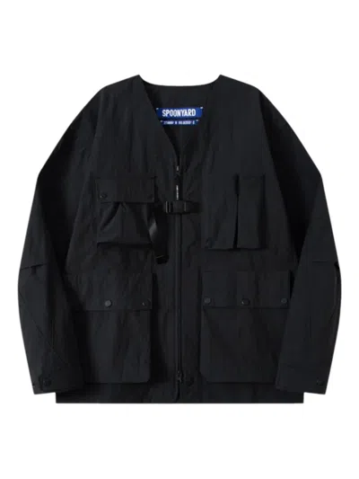 立体口袋V领夹克