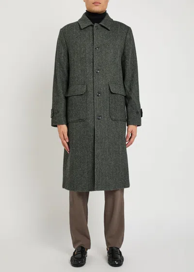 Les Deux Maximillian Herringbone Wool-blend Coat In Black