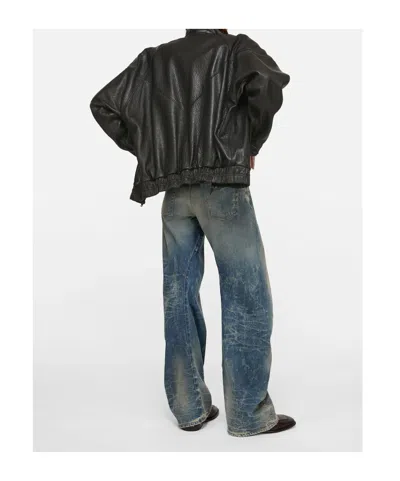 Acne Studios Leather Logo Jacket In Black