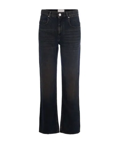 Isabel Marant Distressed Denim Trousers With Wide-leg Design In Black