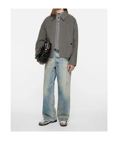 Acne Studios Zip-up Shirt Jacket In Gray