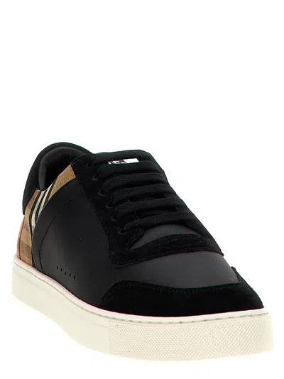 Burberry Men Black Leather And Fabric Sneakers