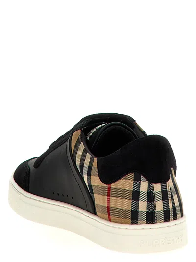 Burberry Men Black Leather And Fabric Sneakers