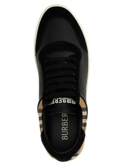 Burberry Men Black Leather And Fabric Sneakers