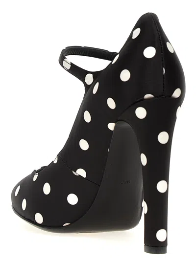 Dolce & Gabbana Sharon 105 Polka Dot Mary-jane Satin Pumps In Polka Dots Black Background