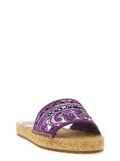 Dolce & Gabbana Embroidery Espadrilles In Purple