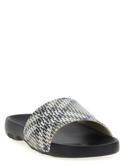 Burberry Patterned Strap Open Toe Rubber Sandals In Multi