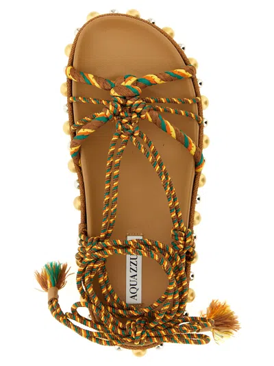 Aquazzura Exotic Rope Tassel Sandals In Multicolor