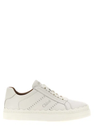 Chloé Lace-up Leather Sneakers In White