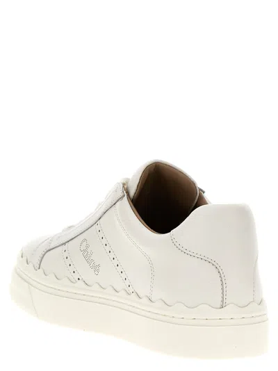 Chloé Lace-up Leather Sneakers In White