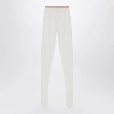 Valentino Garavani Ivory Lace Tights In Animal Print