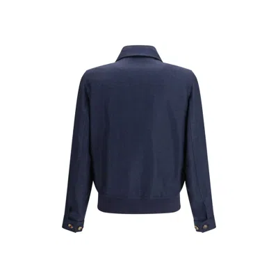 Brunello Cucinelli Button Hopsack Shirt Jacket In Blue