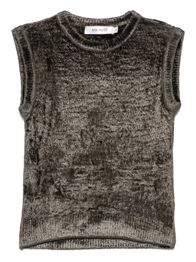 Aya Muse Knitted Tank Top In Brown