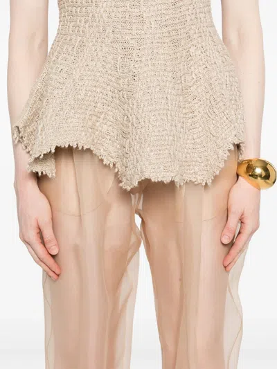Khaite Beige Semi-transparent Silk Pants With Drawstring Waist In Neutral