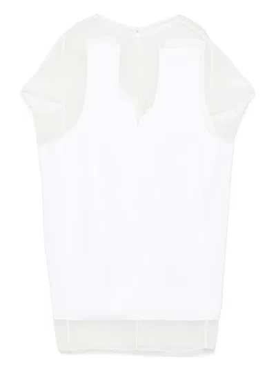 Khaite Winona Paneled Crepe And Chiffon Mini Dress In White