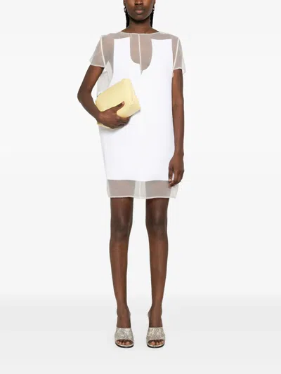 Khaite Winona Paneled Crepe And Chiffon Mini Dress In White