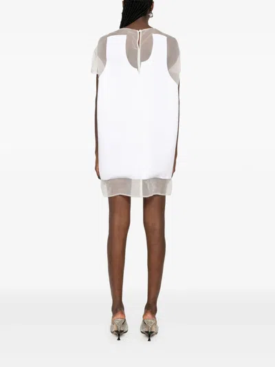 Khaite Winona Paneled Crepe And Chiffon Mini Dress In White