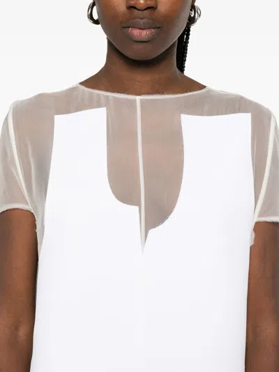 Khaite Winona Paneled Crepe And Chiffon Mini Dress In White