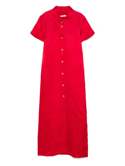 Khaite Effy Silk And Cotton Organza Maxi Dress In Red