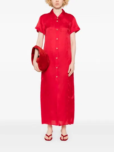 Khaite Effy Silk And Cotton Organza Maxi Dress In Red