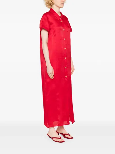 Khaite Effy Silk And Cotton Organza Maxi Dress In Red