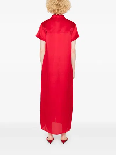 Khaite Effy Silk And Cotton Organza Maxi Dress In Red