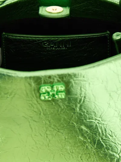 Ganni Bou Mini Metallic Leather In Green