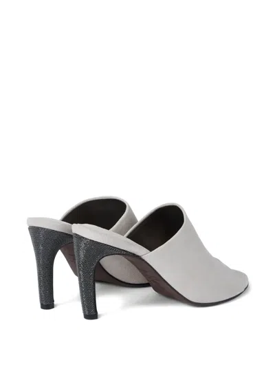 Brunello Cucinelli Open-toe Heels Mules In Gray